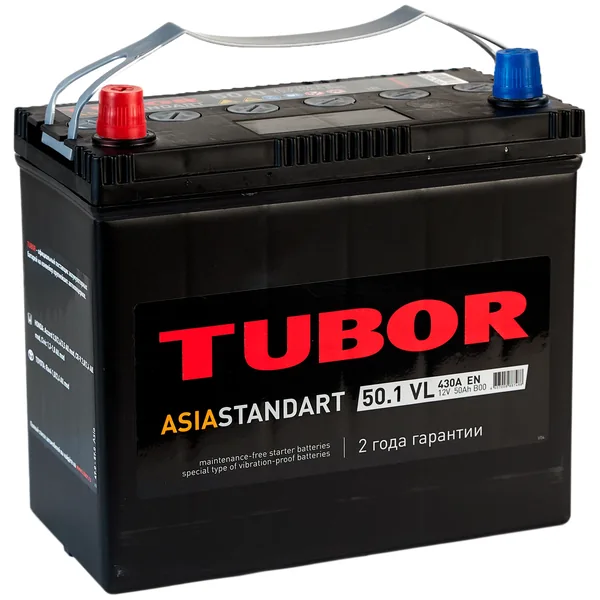 Аккумулятор TUBOR Asia Standart 50 Ач 430 А (EN), прямая полярность, B24