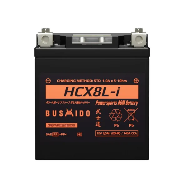 Аккумулятор BUSHIDO HCX 9.5 Ач 140 А (EN), обратная полярность, YTZ8V