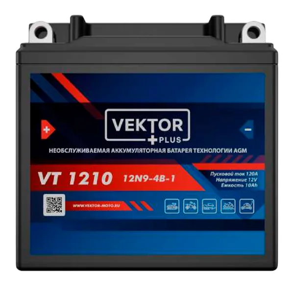 Аккумулятор VEKTOR VT 1210 10 Ач 120 А, прямая полярность, YB7-A